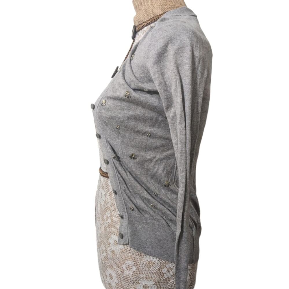 Loft Gray Jeweled lightweight‎ cardigan - Picture 5 of 7